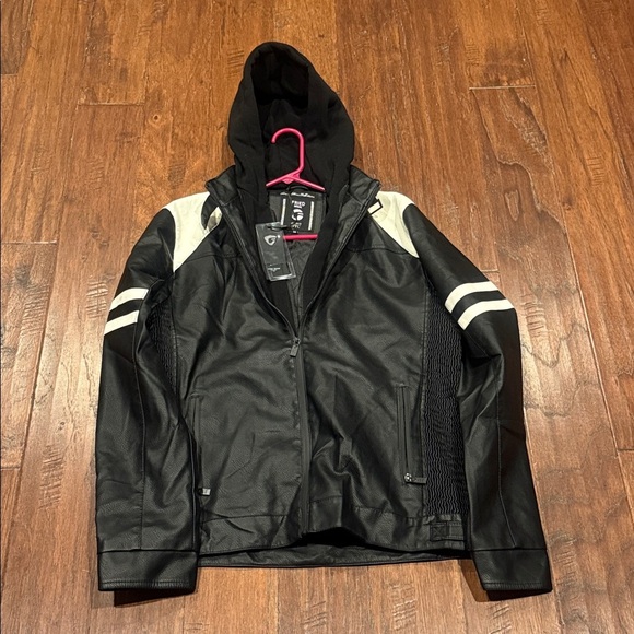 NWT! Medium Black and White Hooded Men's Jacket - Picture 9 of 9